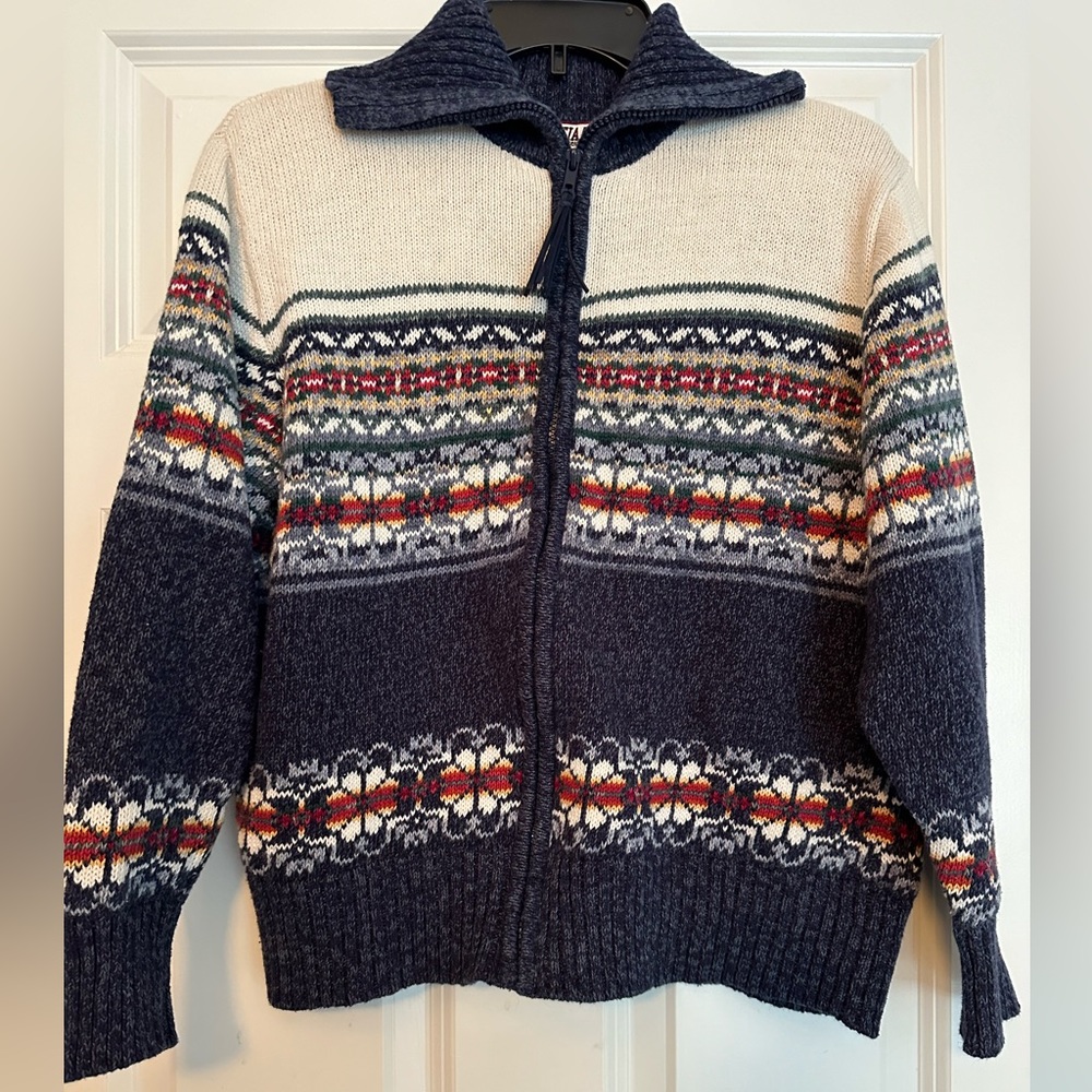 Tiara International Vintage Zip Up Sweater size Large